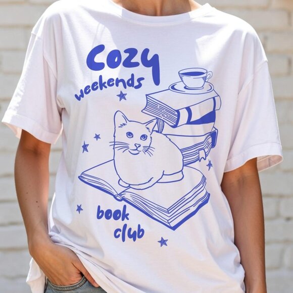 Tops - Book Lover Shirt, Books and Cats Tee